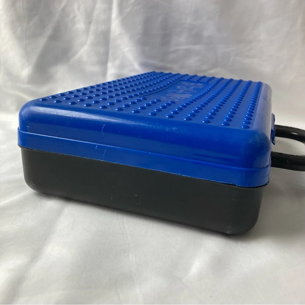 Retro SpaceMaker Pencil Box Blue Black w Handle 11